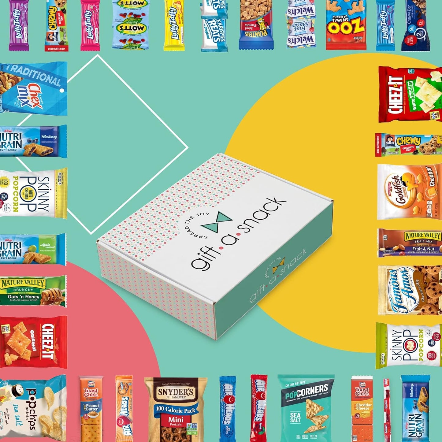 Gift A Snack - Holiday Christmas Snack Box Care Package Variety Pack + Greeting Card (150 Count) Xmas Stocking Stuffers Birthday Sweet Treats Gift Basket, Candies Chips Crackers Bars Corporate Gifts