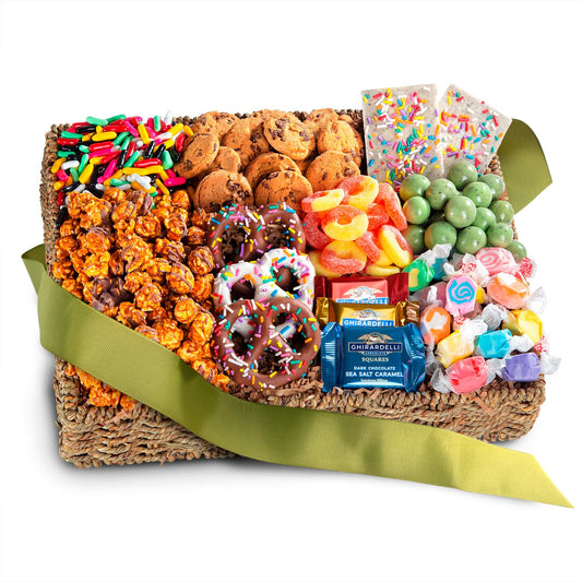 A Gift Inside Sweets to Eat Chocolate, Candies and Crunch Gift Basket