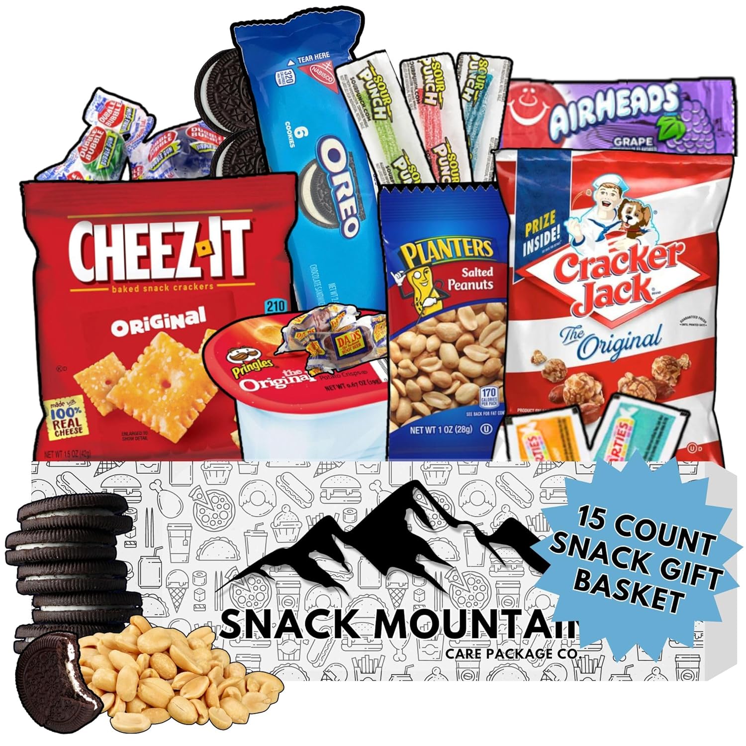 Snack Mountain Care Package Variety Christmas Snack Gift Box Back to School Gift Basket Snack Food Gifts for Office Teens Ultimate Treat Box for Adults & Kids Variety Pack Candy Gift Basket Movie Night Bundle Set College Guys Girls