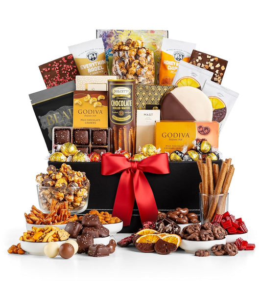 The GiftTree Manhattan Gift Basket Featuring LINDOR Truffles, Artisan Chocolates, Hand-Decorated Cookies and So Much More! Perfect as a Thanksgiving Gift, Birthday Gift, Get Well, Thank You Or Just Because