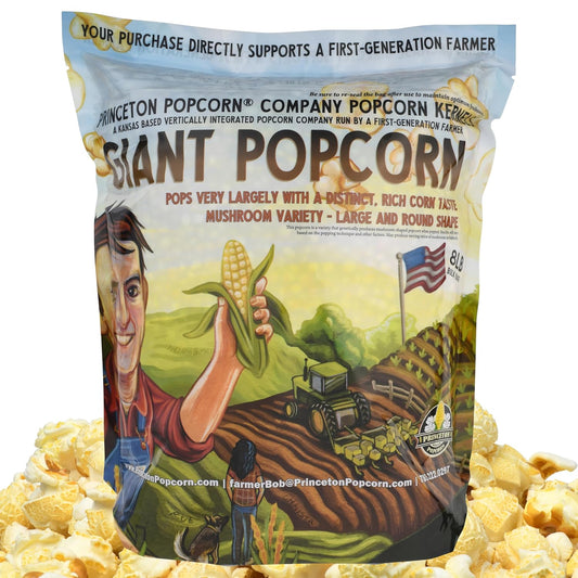 Mushroom Popcorn Kernels by Princeton Popcorn Farm Grown, Non GMO, Gluten Free UnPopped, Ball Shaped, Old Fashion Popcorn Pops Extra Large, Popping Corn for Air Popper & Stovetop 8lbs