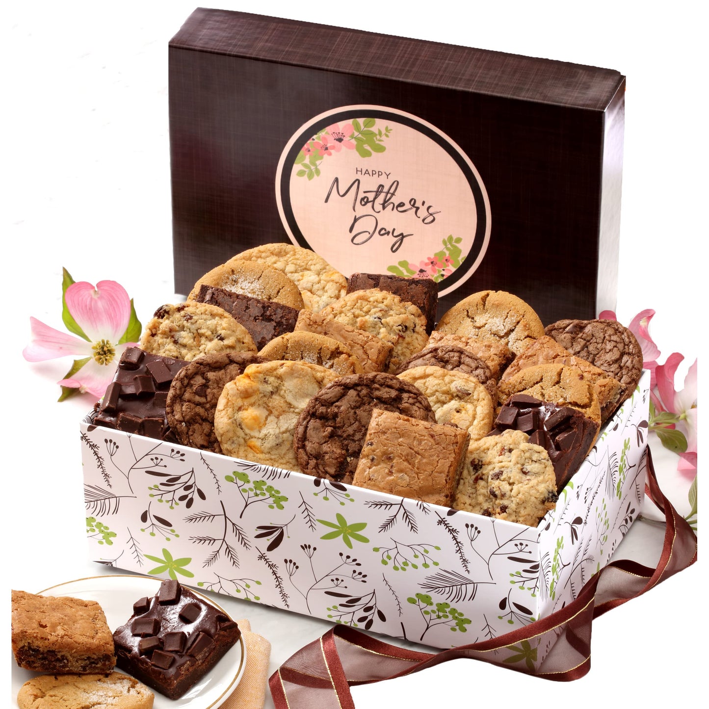 Broadway Basketeers Cookies Gift Baskets for Delivery Fresh Baked Gourmet Cookies and Brownies, Individually Wrapped Edible Care Package for Mom, Grandpa, Families, Holiday Gifts, Christmas, Coworkers