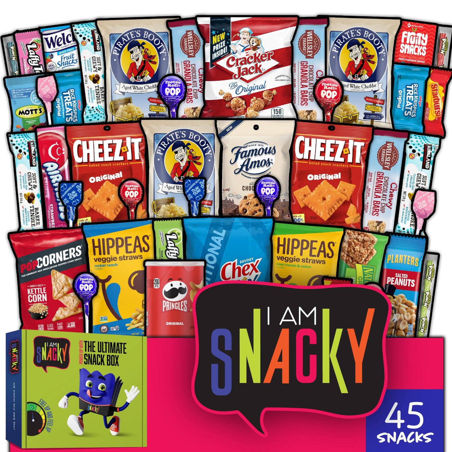 Gift A Snack - Holiday Christmas Snack Box Care Package Variety Pack + Greeting Card (150 Count) Xmas Stocking Stuffers Birthday Sweet Treats Gift Basket, Candies Chips Crackers Bars Corporate Gifts