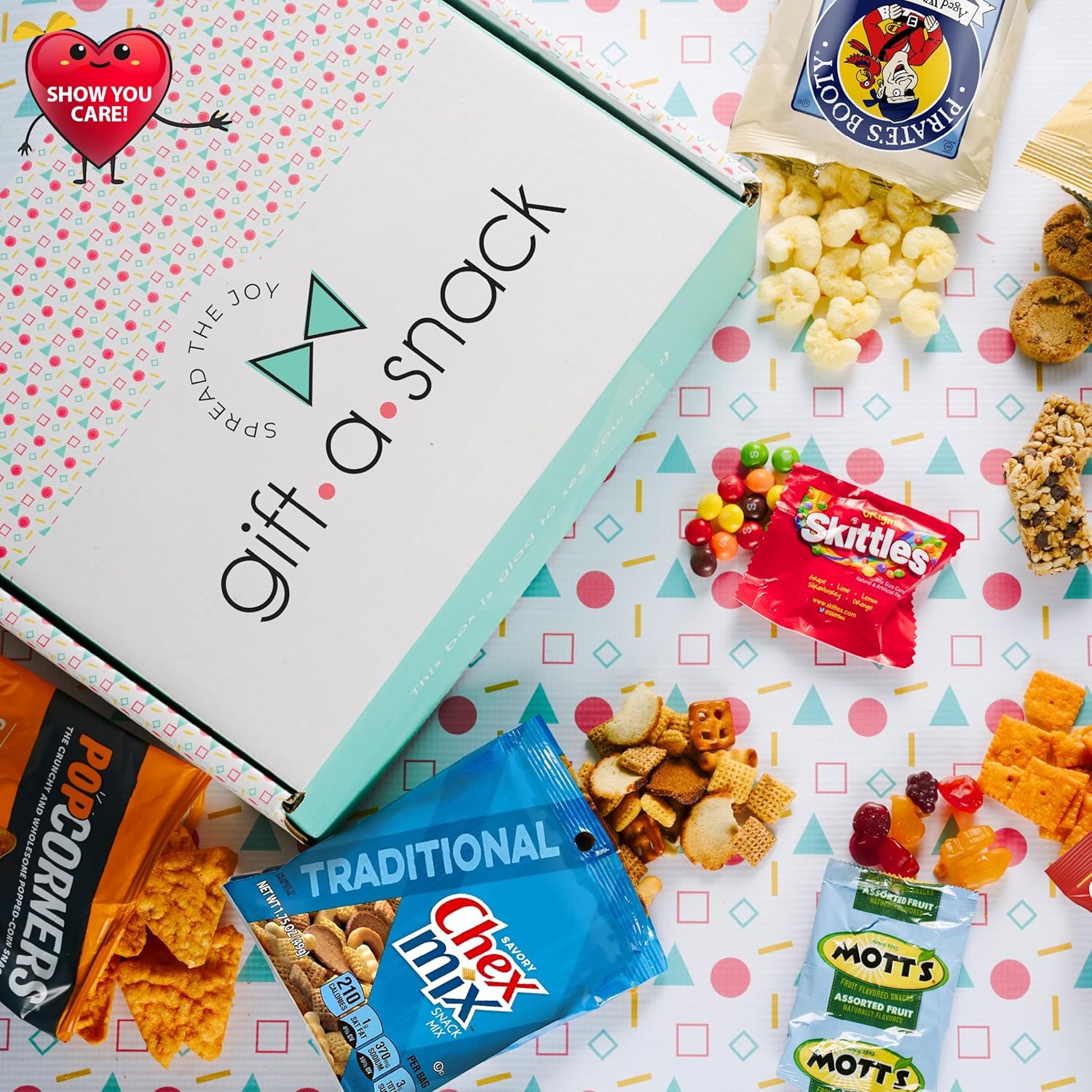 Gift A Snack - Holiday Christmas Snack Box Care Package Variety Pack + Greeting Card (150 Count) Xmas Stocking Stuffers Birthday Sweet Treats Gift Basket, Candies Chips Crackers Bars Corporate Gifts