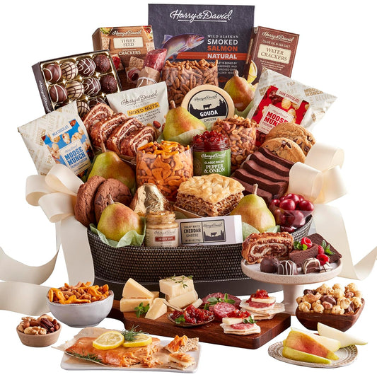 Harry & David Deluxe Hearthside Gift Basket, Corporate Gift, Holiday Basket, Cheese And Crackers