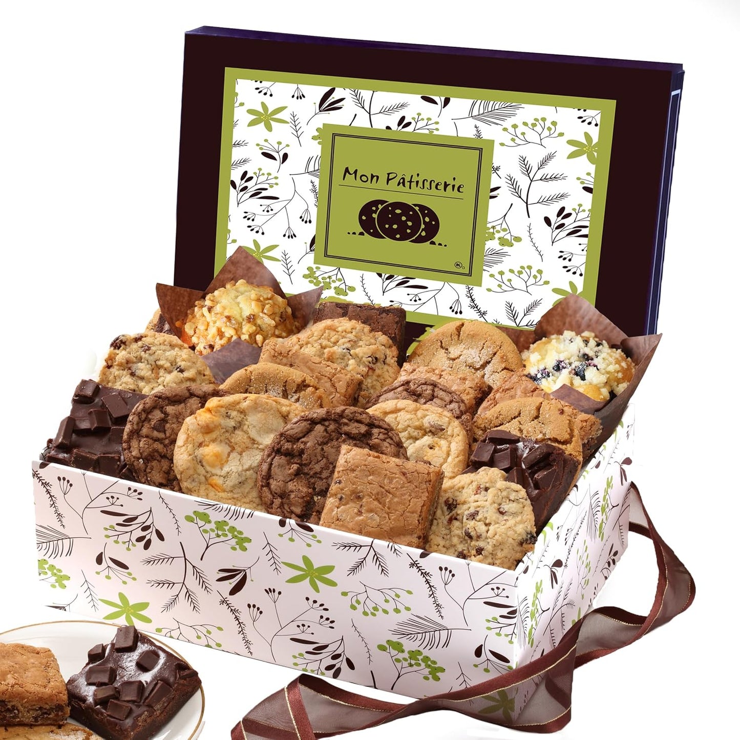 Broadway Basketeers Cookies Gift Baskets for Delivery Fresh Baked Gourmet Cookies and Brownies, Individually Wrapped Edible Care Package for Mom, Grandpa, Families, Holiday Gifts, Christmas, Coworkers